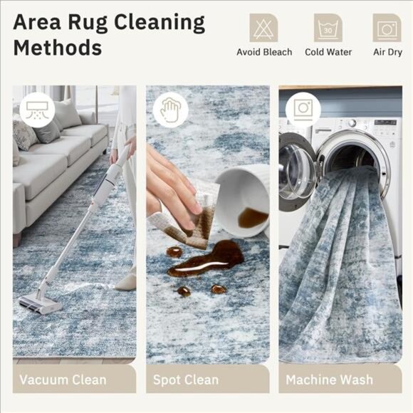 Abstract Rug 8x10 Living Room Bedroom Dining Room Area Rugs Blue - Picture 5 of 7